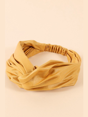 Faux Leather Solid Twisted Headband