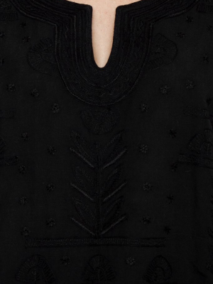 Riviera Embroidered Tunic - Black