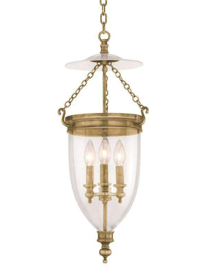 Hanover 3 Light Pendant Aged Brass