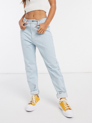 Daisy Street High Waist Mom Jeans In Light Wash Denim