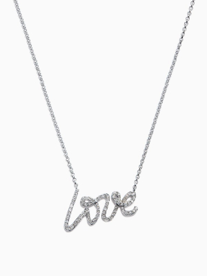 Effy Novelty 14k White Gold Diamond Love Necklace, 0.26 Tcw