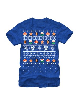 Men's Nintendo Ugly Christmas Mario Points T-shirt