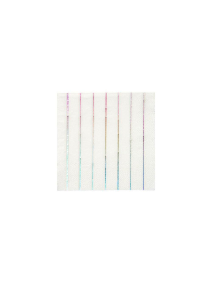 Silver Holographic Stripe Small Napkins