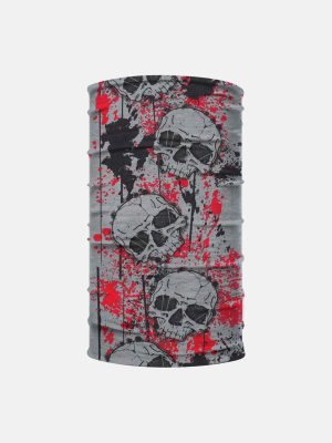 Gray Red Skulls Neck Gaiter