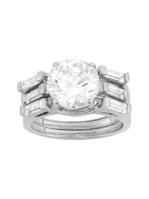 4.95 Ct. T.w. Cubic Zirconia Engagement Ring Set In Sterling Silver