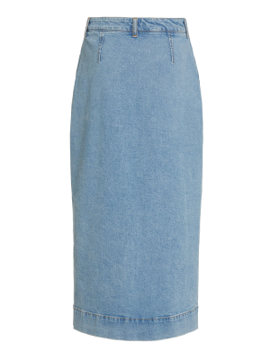 Distressed Stretch Denim Skirt