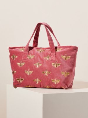 Bumblebee Pink Velvet Tote Bag