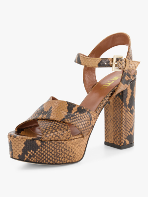 Python-embossed Platform Sandal