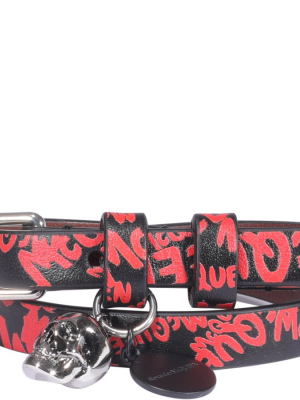 Alexander Mcqueen Skull Graffiti Double Wrap Bracelet