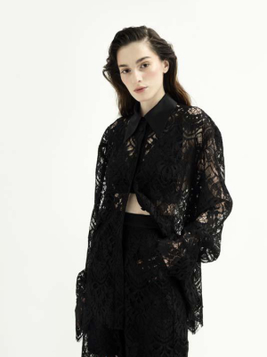 Lace Shirt W / Silk Collar