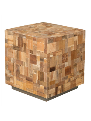 Edith Mosaic Wood Square Accent Table - Brown - East At Main