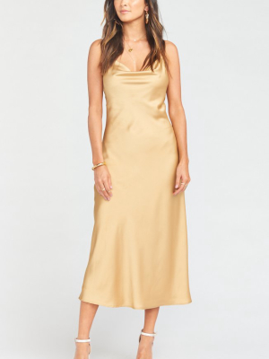 Verona Cowl Dress ~ True Gold Luxe Satin