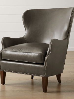 Brielle Nailhead Leather Wingback Chair