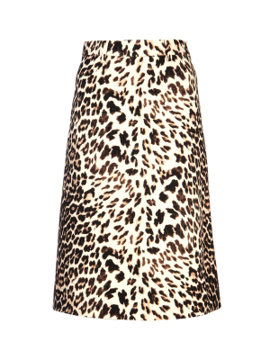 Prada Leopard Printed A-line Skirt