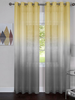 Goodgram 2 Pack: Ultra Luxurious Semi Sheer Ombre Chic Grommet Curtains