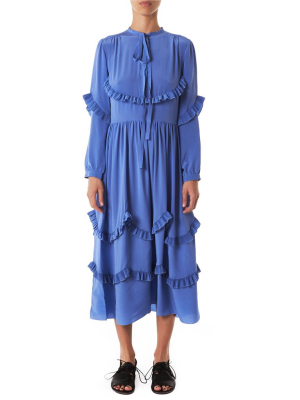 Pleated Ruffled Dress (rowk505165-rk280100-435)