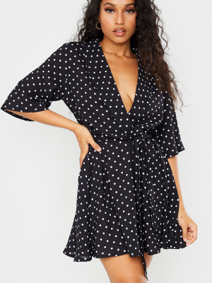 Petite Black Polka Dot Tea Dress