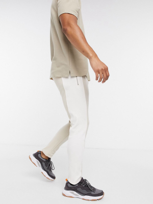 The Couture Club Rib Panelled Tapered Sweatpants In Beige