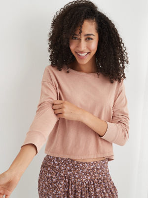 Aerie Boyfriend Long Sleeve Cropped T-shirt