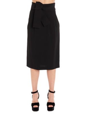 P.a.r.o.s.h. High Waist Knot Detailed Midi Skirt