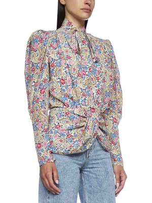 Isabel Marant Printed Balloon-sleeved Blouse