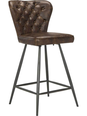 Aster Leather Counter Stool Brown (set Of 2)