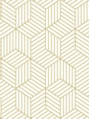 Stripped Hexagon Peel & Stick Wallpaper In White And Gold By Roommates For York Wallcoverings