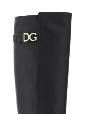 Dolce & Gabbana Logo Plaque Knee-high Boots