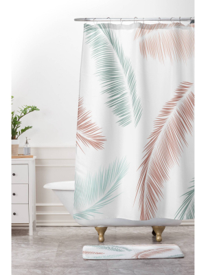 Kelly Haines Tropical Palm Leaves Shower Curtain White - Deny Designs