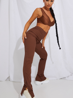 Recycled Chocolate Split Hem Pants