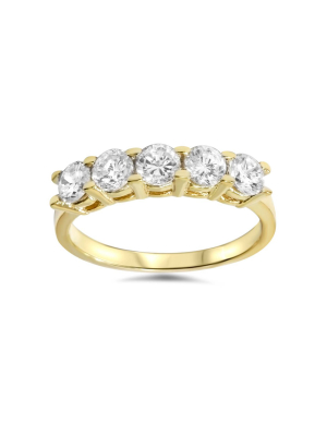 Pompeii3 1 1/4ct Diamond Wedding 14k Yellow Gold Anniversary Ring 5-stone High Polished