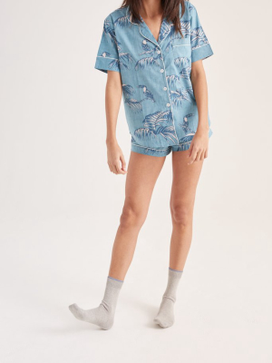 Short Pyjama Set Bocas Print Blue