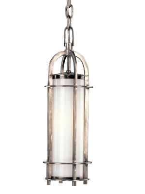 Hudson Valley Lighting Portland Pendant - Historic Nickel & Opal Glossy