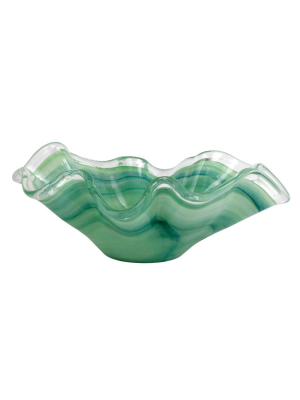 Vietri Onda Glass Large Bowl - Green