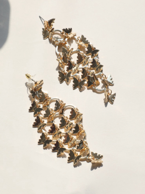 Gold Butterfly Statement Earrings