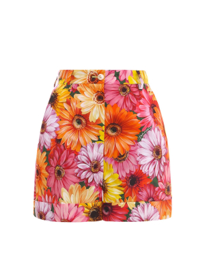 Dolce & Gabbana Gerbera Daisy Printed Shorts