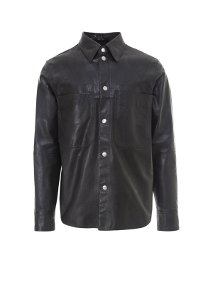 Diesel L-brown Leather Shirt Jacket