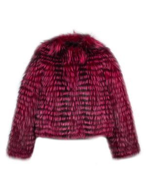 The Valentine Stripped Fox Fur Jacket In Pink