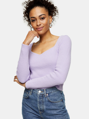 Lilac Sweetheart Fluffy Knitted Top