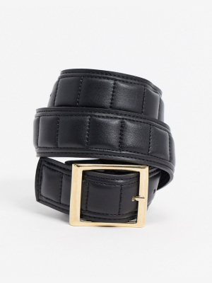 Asos Design Quilted Hip And Waist Jeans Belt In Black