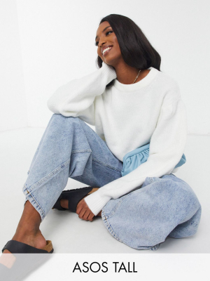 Asos Design Tall Crew Neck Fluffy Oversized Sweater