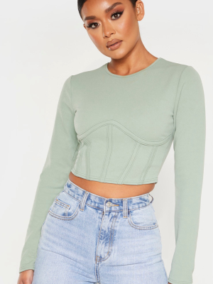 Sage Crepe Structured Underbust Crop Top