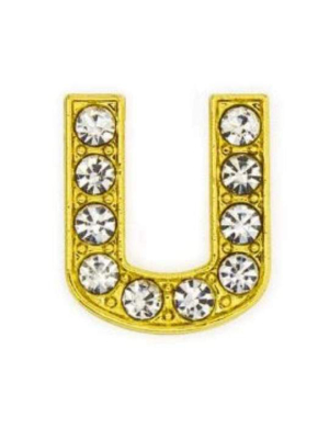 Pave Letter U - Gold Charm