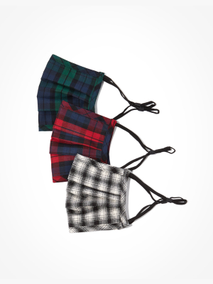 Aeo Plaid Pleated Masks 3-pack