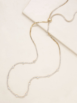 Line Up Crystal Chain And 18k Gold Plated Adjustable Necklace