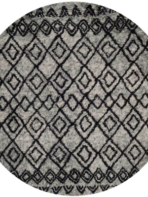 Casablanca Tribal Gray/charcoal Round Rug