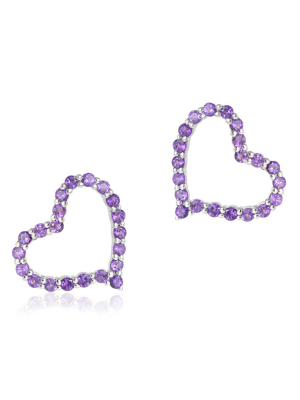 Amethyst Heart Earrings