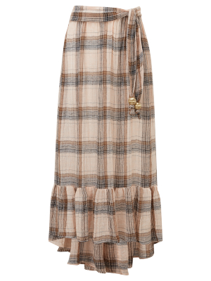 Nicole Peach Plaid Gauze Skirt