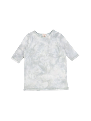 Analogie By Lil Legs Watercolor Three Quarter Sleeve Top - Seafoam