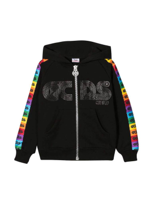 Gcds Kids Rainbow Logo Stripe Hooded Jacket